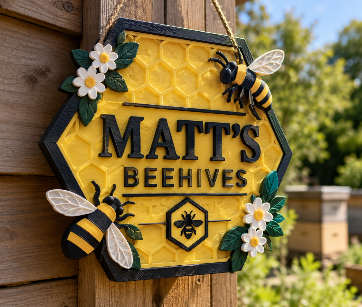 Personalised Beehive & Apiary Sign – Custom Outdoor Beekeeping Gift