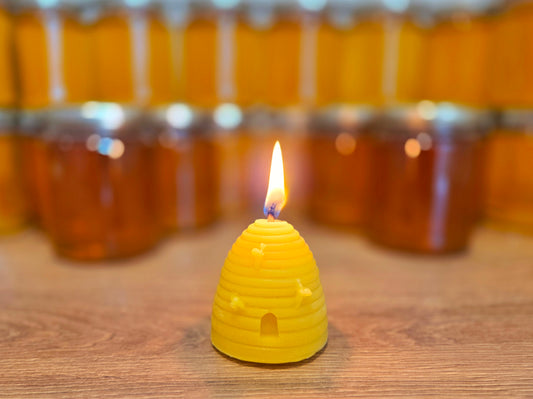 Pure Beeswax Small Skep Beehive Candle